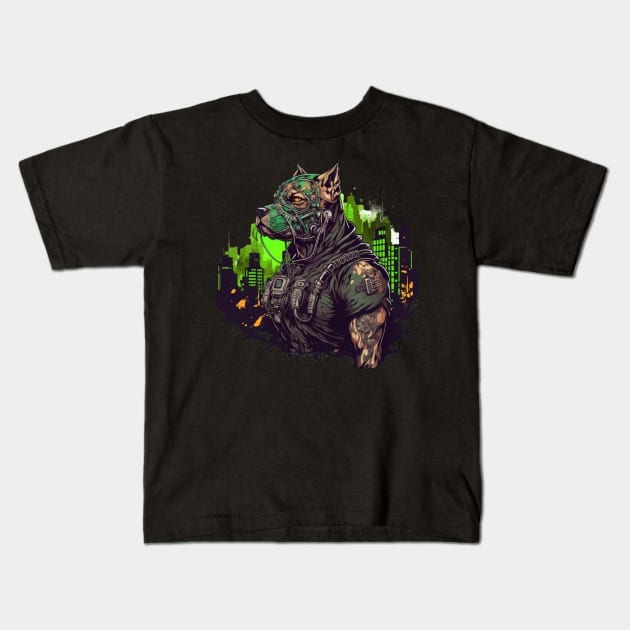 Cyber City Dog Trooper Kids T-Shirt by gibah